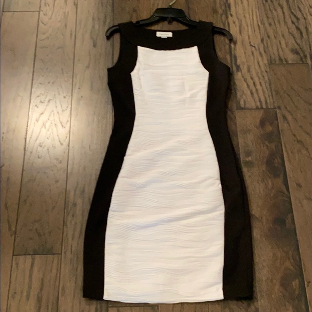 Black and white Calvin Klein dress.